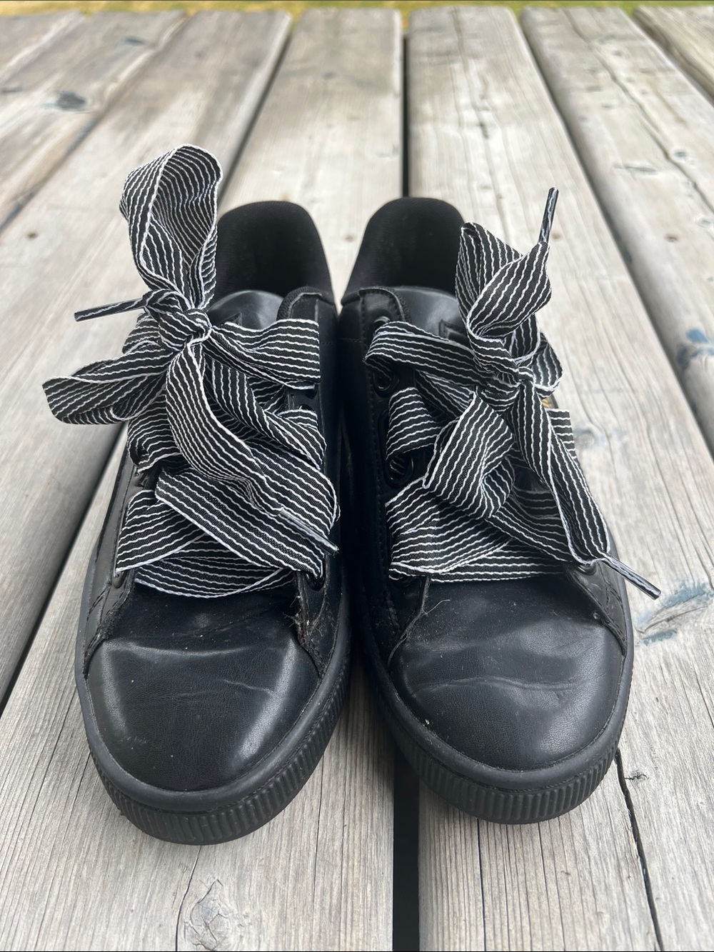 Puma Lace-Up Sneakers with Striped Ribbon Laces